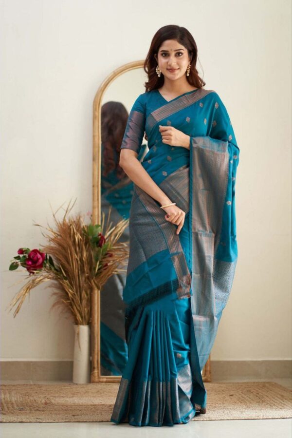 Silk Wedding Banarasi Sky Blue Saree
