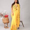 Wedding Haldi Function Work Yellow Saree