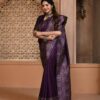 Bollywood Wedding Silk Purple Saree