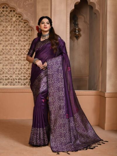 Bollywood Wedding Silk Purple Saree