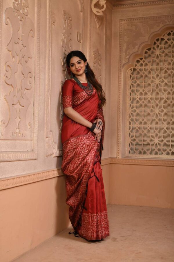 Wedding Silk Red Saree with Fancy Border