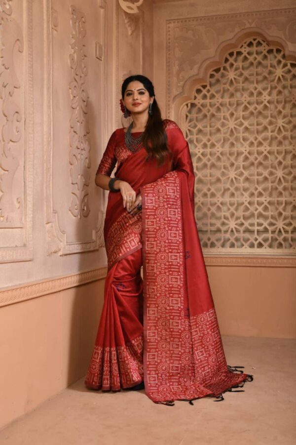 Wedding Silk Red Saree with Fancy Border