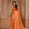 Stylish Wedding Silk Orange Saree