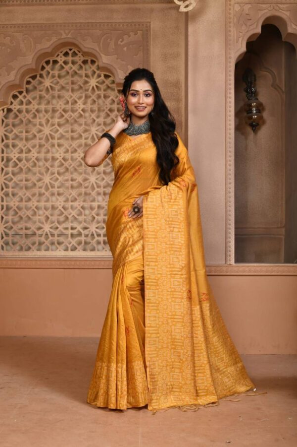 Wedding Fancy Border Silk Yellow Saree