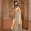 Stylish Party wear Silk Peach Saree