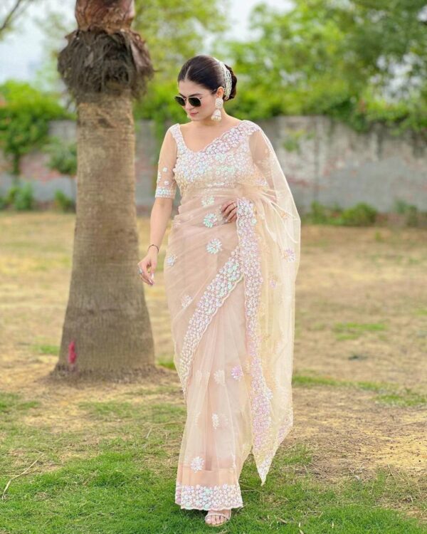 Peach Saree