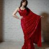 Fancy Wedding Sequence Red Saree