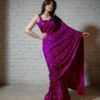 Wedding Festival wear Sequence Purple Saree