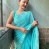 Stylish Work Sequence Sky Blue Saree