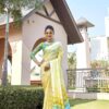 Georgette Yellow Saree with Satin Border