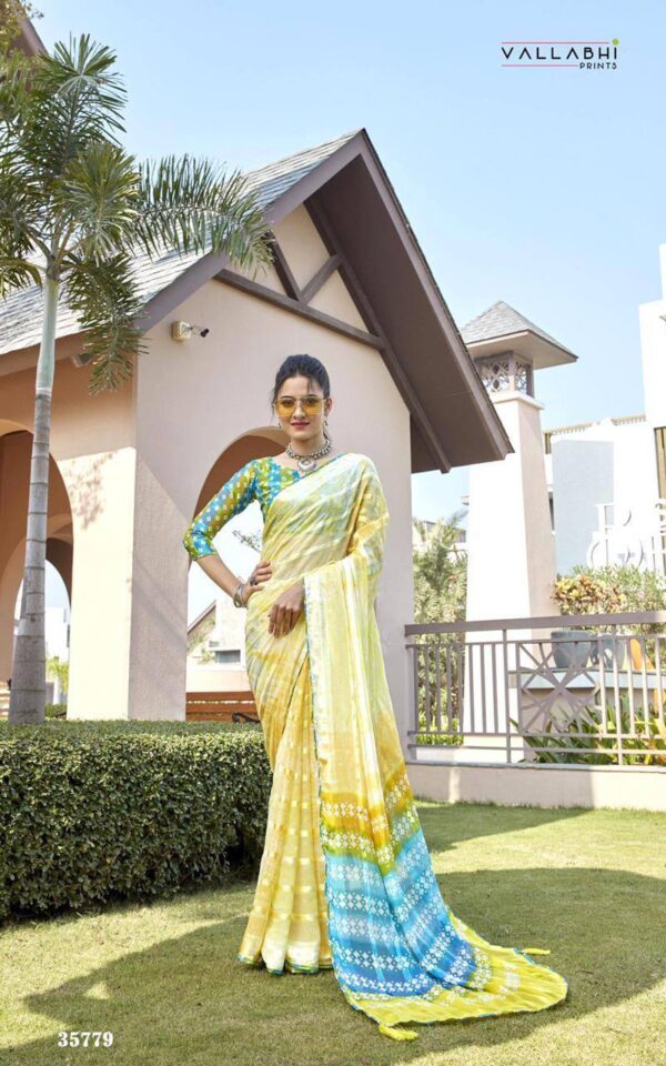 Georgette Yellow Saree with Satin Border