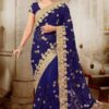 Embroidery Work Border Lace Blue Saree