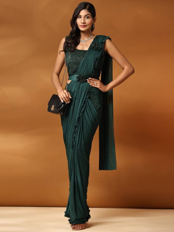 Ready to wear Stylish Green Saree