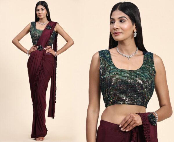 Maroon Saree