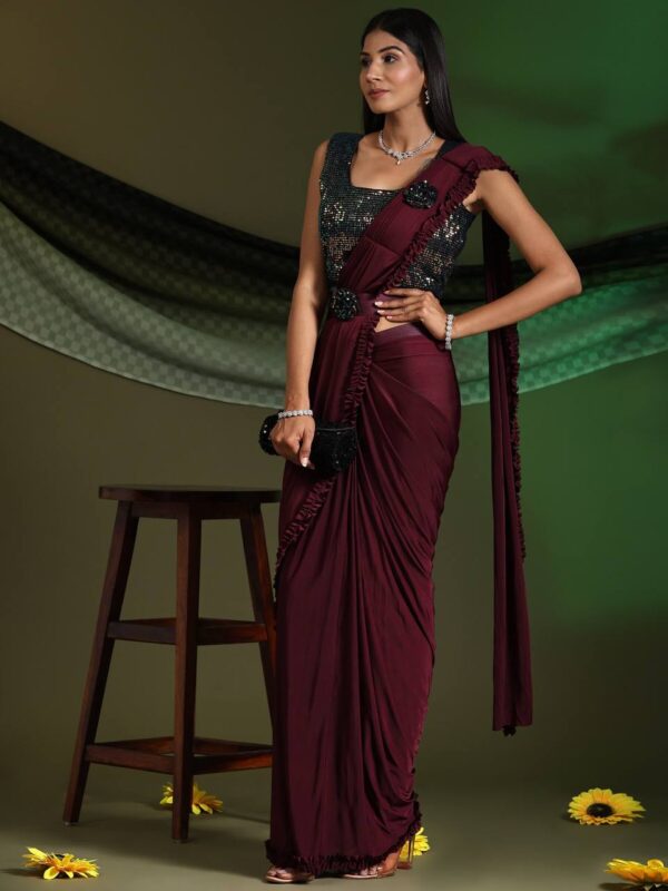 Ready to wear Party Look Maroon Saree