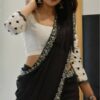 Black Saree With Embroidery Work Lace