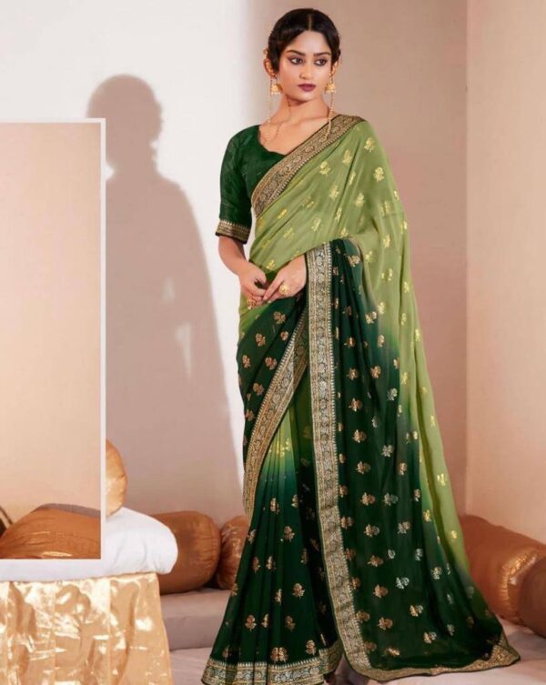 Wedding Function Georgette Green Saree