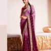 Fancy Foil Print Georgette Purple Saree