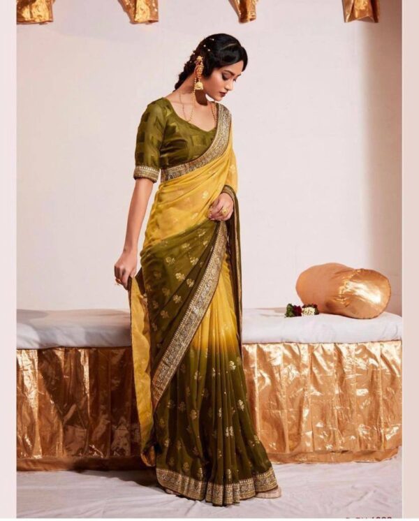 Wedding Function Stylish Yellow Saree