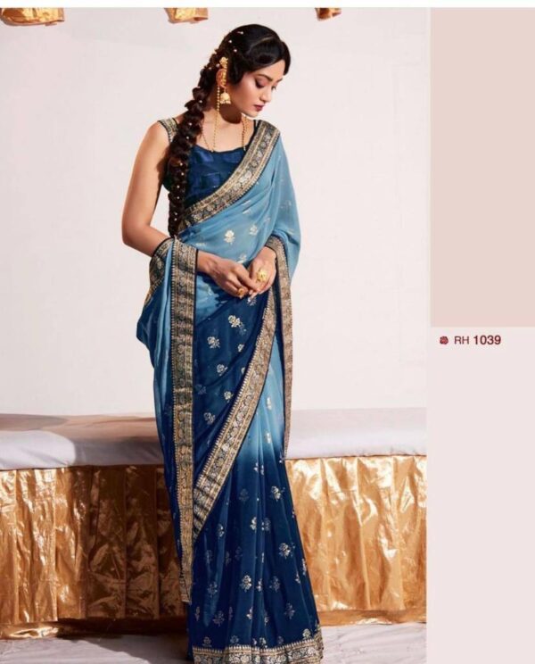 Bollywood Georgette Sky Blue Saree