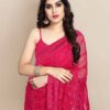 Wedding Embroidery work Net Pink Saree