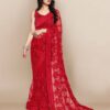 Wedding Party wear work Red Saree in Net