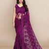 Work Net Purple Saree For Wedding