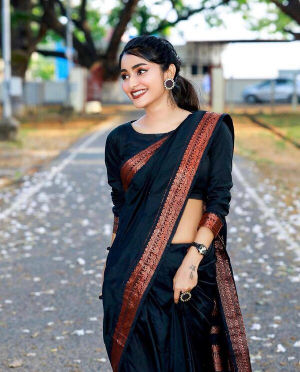 Formal Women Wear Silk Black Saree