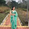 Stylish Organza Green Saree work Border