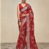 Fancy Design Red Saree with Lace Border