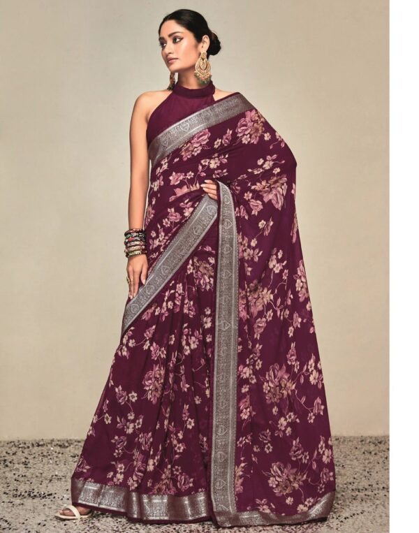 Fancy Festival Purple Saree with Lace Border