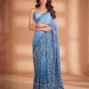 Latest Fashion Sequence Work Sky Blue Saree