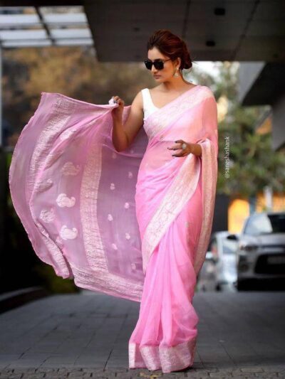 Formal Stylish Party Cotton Pink Saree