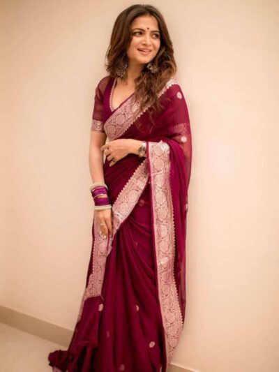 Cotton Stylish Wedding Purple Saree