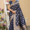 Silk Wedding Banarasi Dark Blue Saree