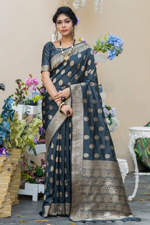 Festival wear Silk Banarasi Black Saree