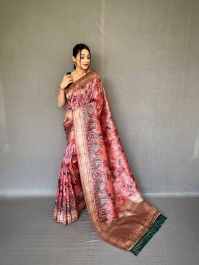 Latest Fancy Designer Silk Pink Saree