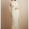 Party Wear White Saree in Sequence work