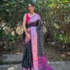 Stylish Checks Design Black Saree