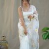 Party wear Floral Organza White Saree