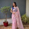 Designer Work Organza Pink Saree