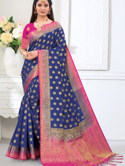 Traditional Wedding Banarasi Silk Blue Saree