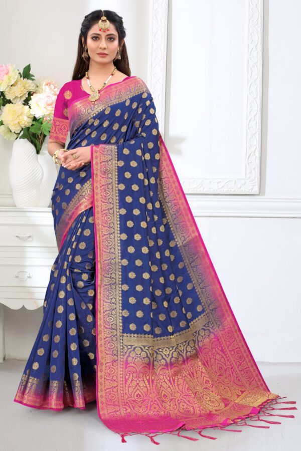 Traditional Wedding Banarasi Silk Blue Saree