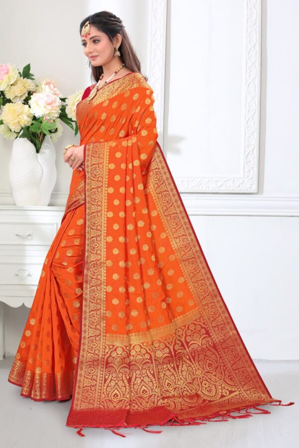 Silk Wedding Banarasi Orange Saree