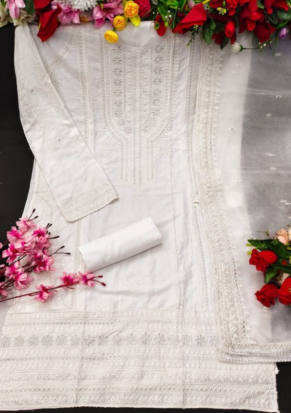 White Pakistani Online Salwar Suit Dress