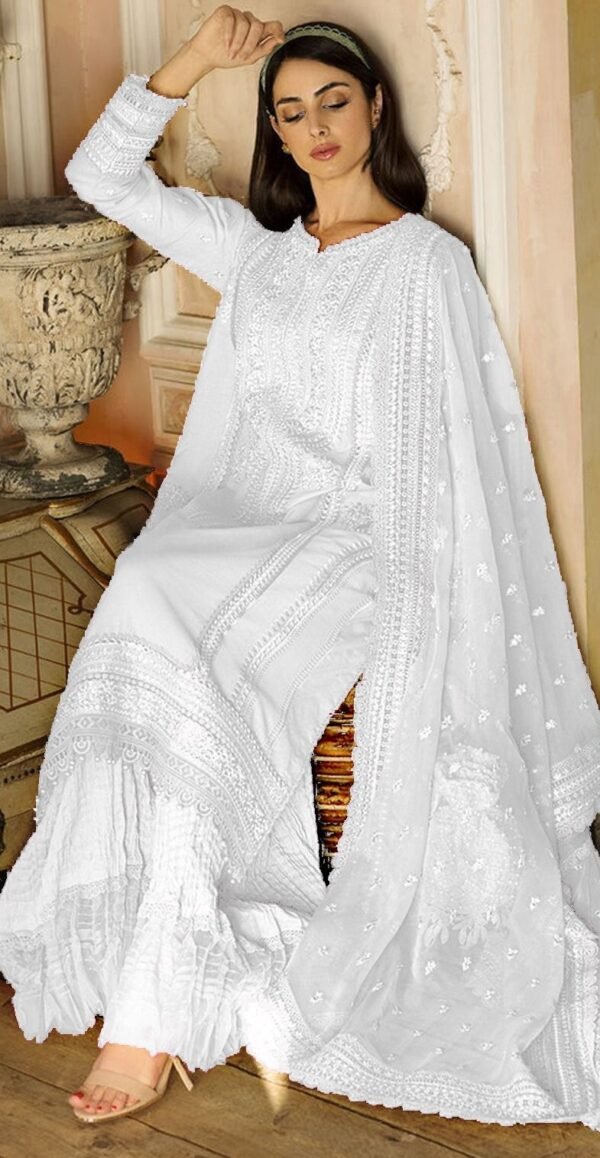White Pakistani Online Salwar Suit Dress