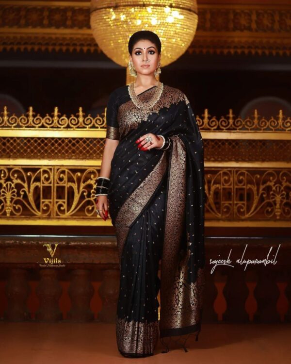 Designer Border Banarasi Silk Black Saree