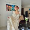 Fancy Wedding Organza White Saree with Work