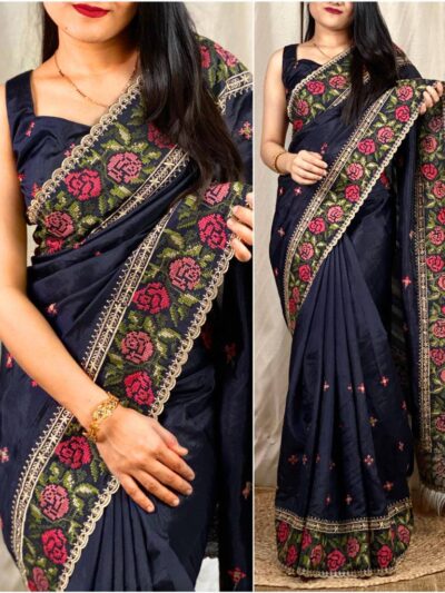 Wedding Traditional work Blue Saree