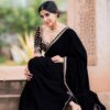 Georgette Black Saree with Lace Border